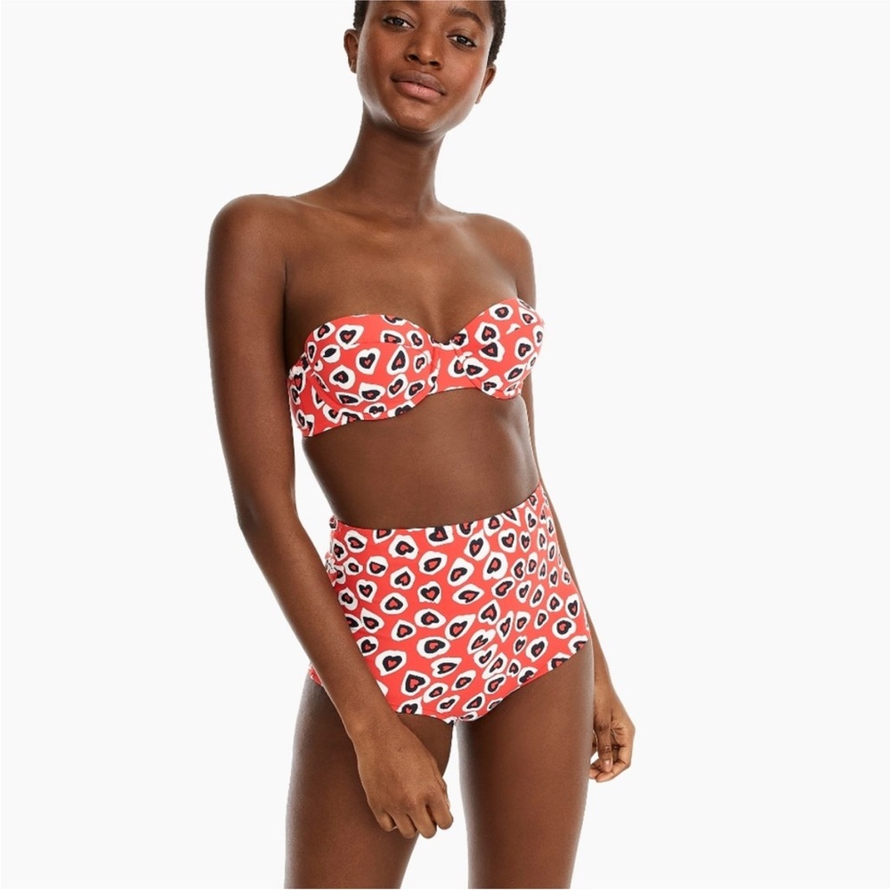 J. Crew Red Leopard Print High-Waist Bikini